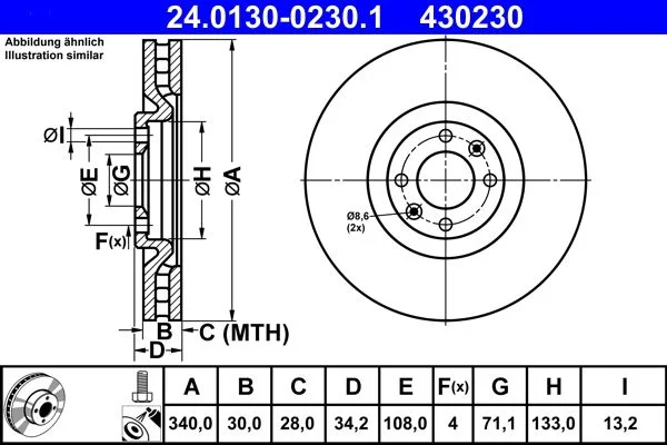 Brake Disc ATE 24.0130-0230.1