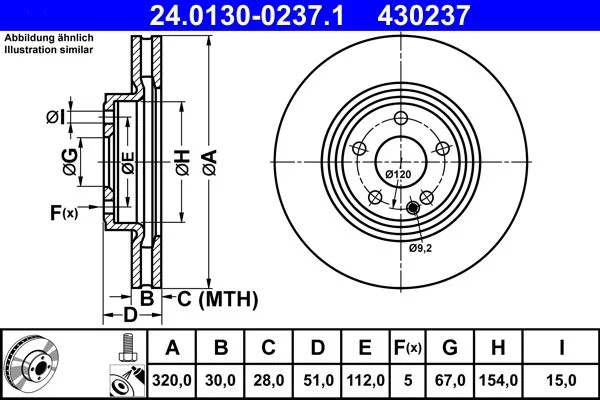 Brake Disc ATE 24.0130-0237.1