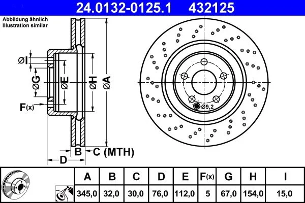 Brake Disc ATE 24.0132-0125.1