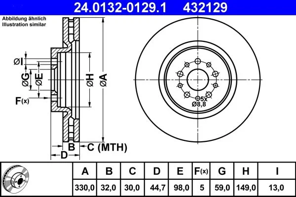 Brake Disc ATE 24.0132-0129.1