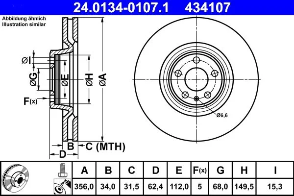 Brake Disc ATE 24.0134-0107.1
