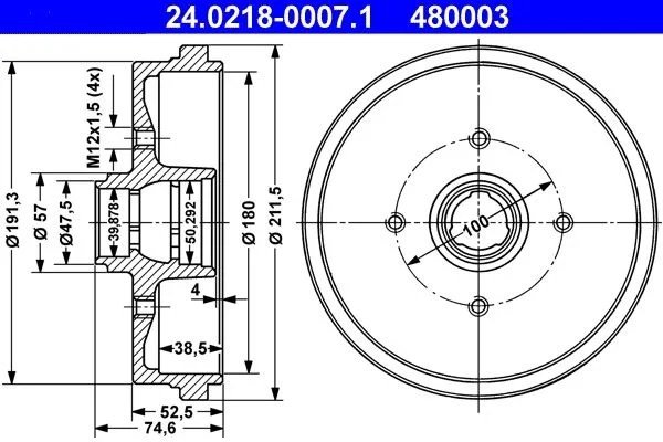 Brake Drum ATE 24.0218-0007.1