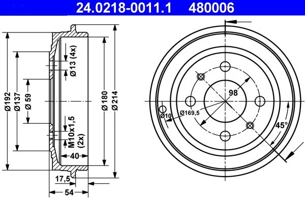 Brzdový bubon ATE 24.0218-0011.1