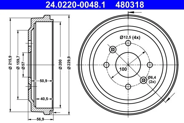 Brake Drum ATE 24.0220-0048.1