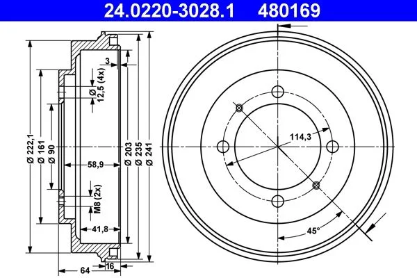Brake Drum ATE 24.0220-3028.1