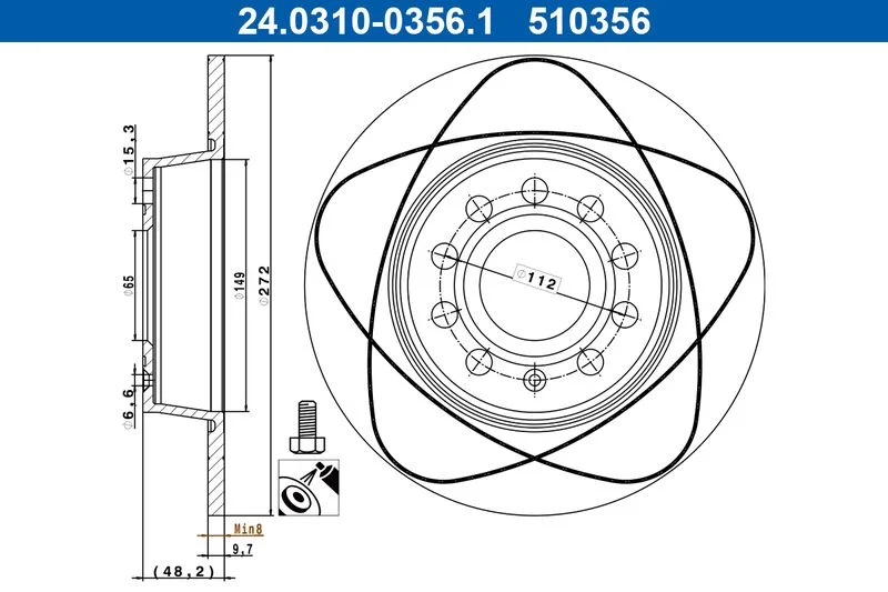 Brake Disc ATE 24.0310-0356.1