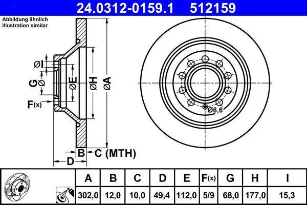 Brake Disc ATE 24.0312-0159.1