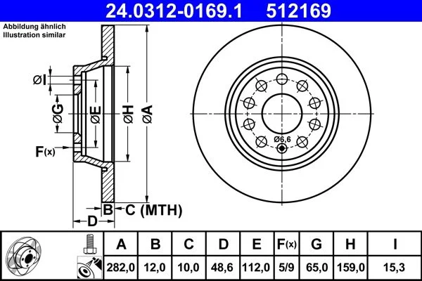 Brake Disc ATE 24.0312-0169.1