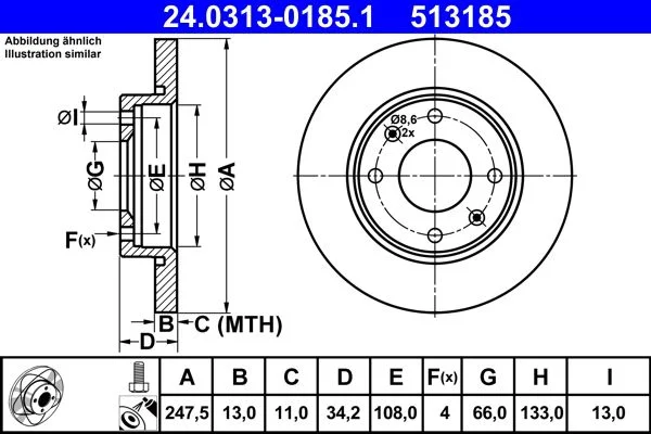 Brake Disc ATE 24.0313-0185.1