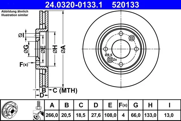 Brake Disc ATE 24.0320-0133.1