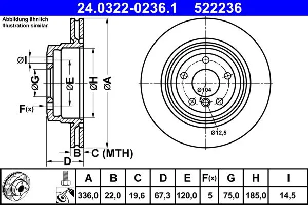 Brake Disc ATE 24.0322-0236.1