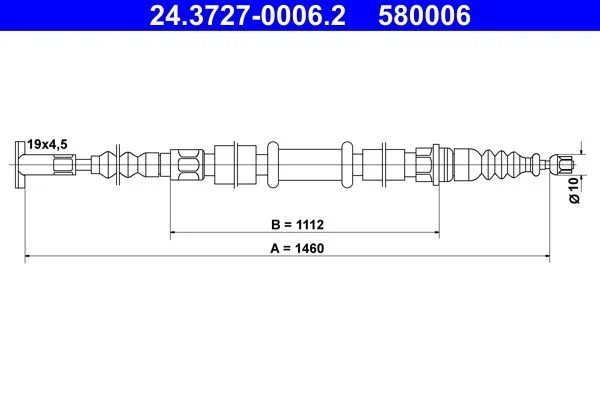 Cable Pull, parking brake ATE 24.3727-0006.2