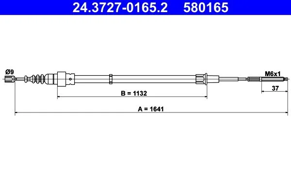 Cable Pull, parking brake ATE 24.3727-0165.2