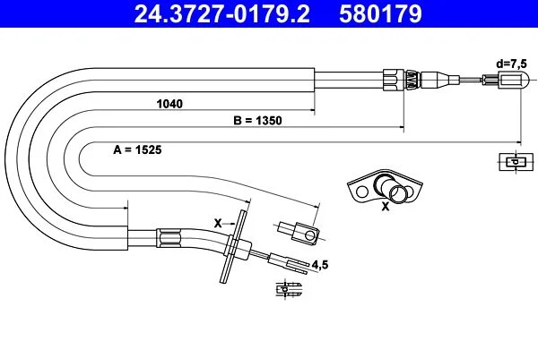 Cable Pull, parking brake ATE 24.3727-0179.2