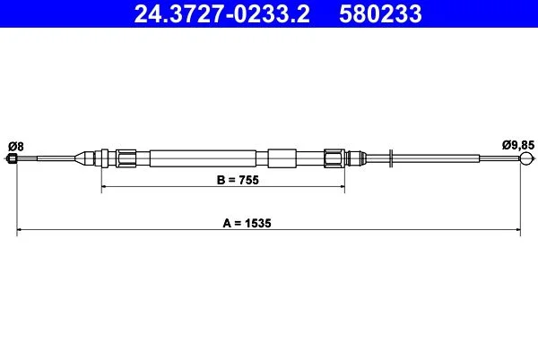 Cable Pull, parking brake ATE 24.3727-0233.2
