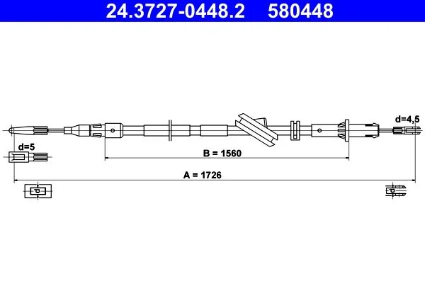 Cable Pull, parking brake ATE 24.3727-0448.2