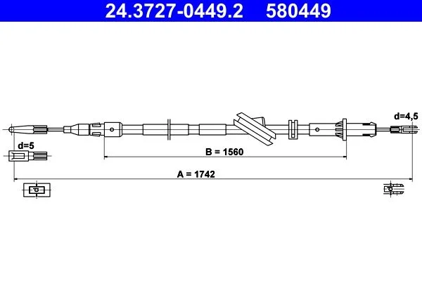 Cable Pull, parking brake ATE 24.3727-0449.2