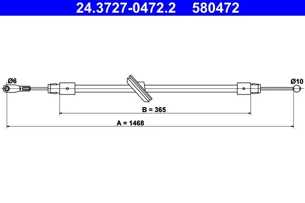 Cable Pull, parking brake ATE 24.3727-0472.2