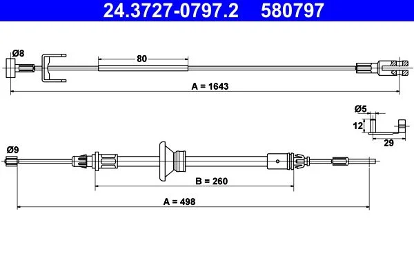 Cable Pull, parking brake ATE 24.3727-0797.2