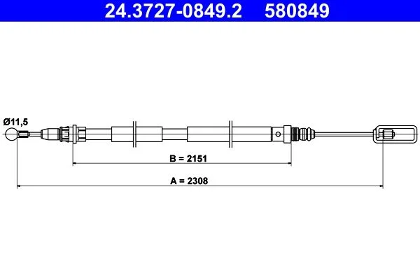 Cable Pull, parking brake ATE 24.3727-0849.2