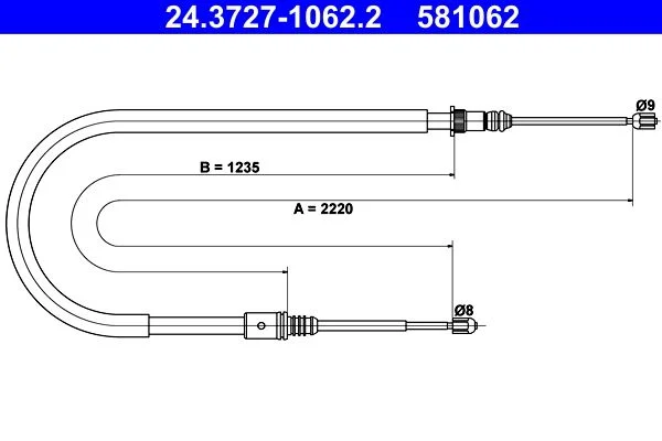 Cable Pull, parking brake ATE 24.3727-1062.2