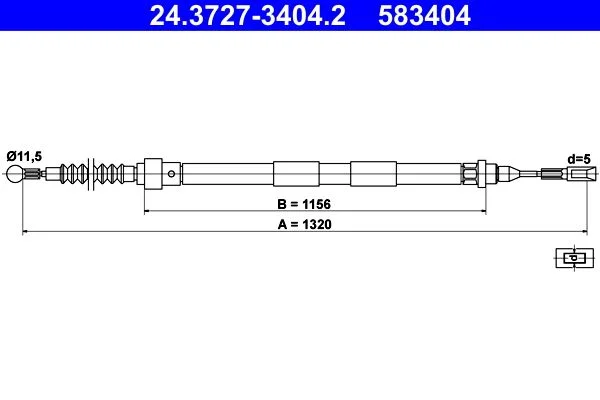 Cable Pull, parking brake ATE 24.3727-3404.2