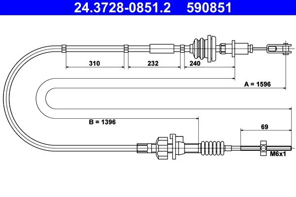 Cable Pull, clutch control ATE 24.3728-0851.2
