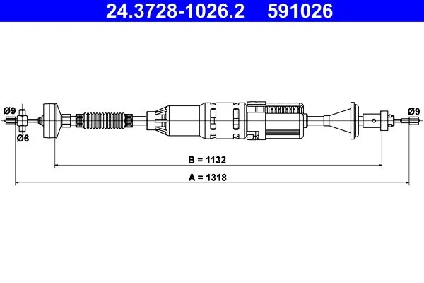 Cable Pull, clutch control ATE 24.3728-1026.2