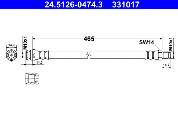 Brake Hose ATE 24.5126-0474.3