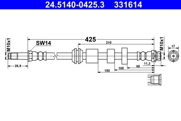 Brake Hose ATE 24.5140-0425.3