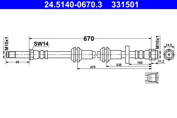 Brake Hose ATE 24.5140-0670.3