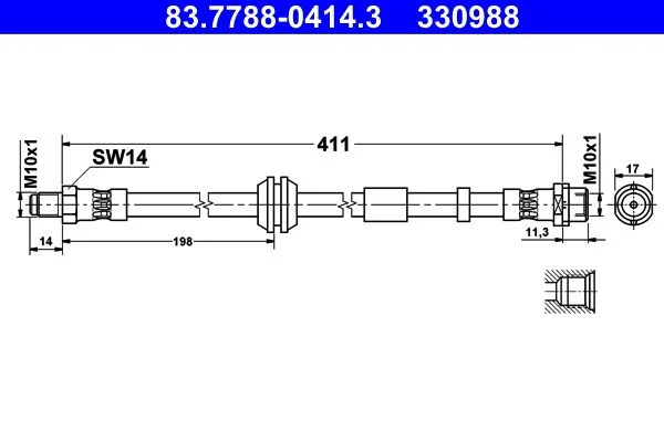 Brake Hose ATE 83.7788-0414.3