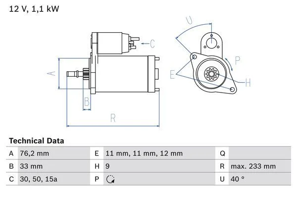 Starter BOSCH 0 986 018 200