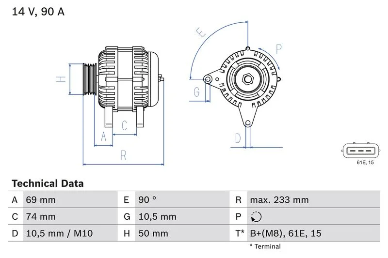 Alternator BOSCH 0 986 040 390