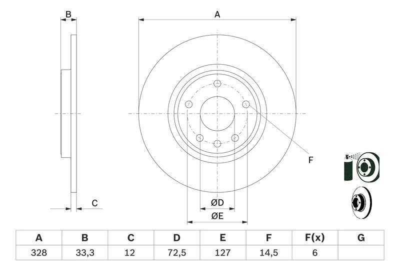 Brzdový kotúč BOSCH 0 986 479 E57