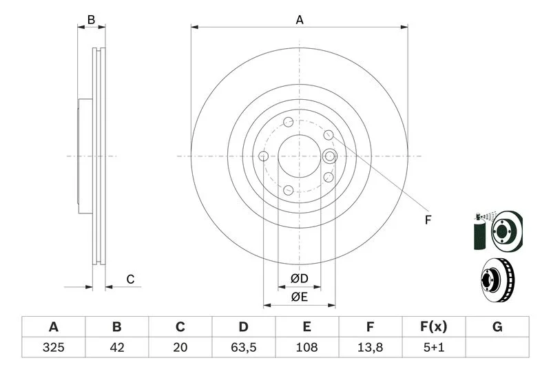 Brake Disc BOSCH 0 986 479 E61