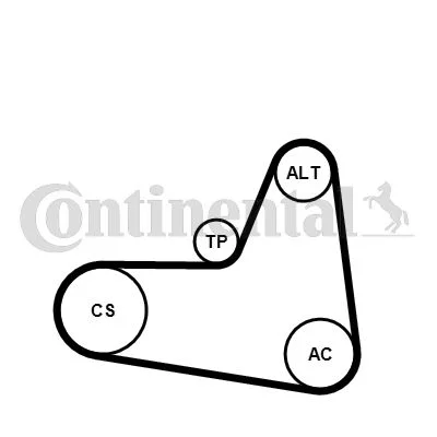 V formos rumbuotas diržas, komplektas CONTINENTAL CTAM 6PK1045K2