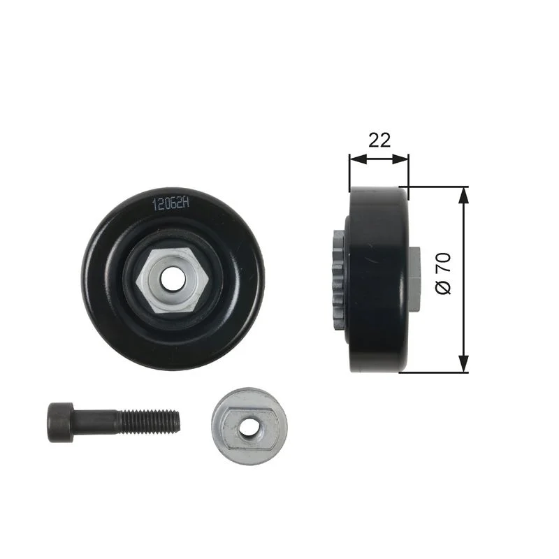 Tensioner Pulley, V-ribbed belt GATES T36408