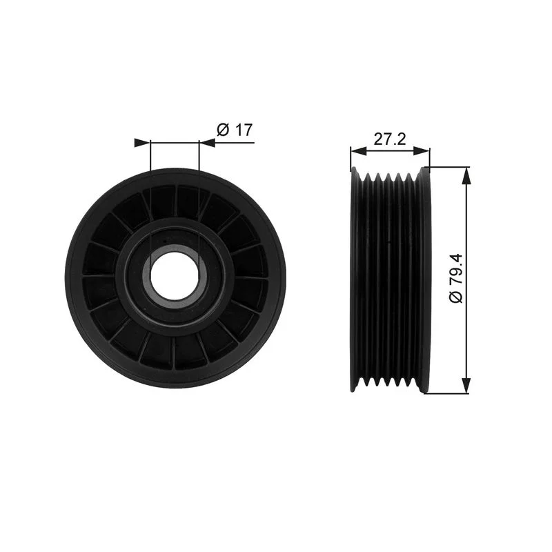 Deflection/Guide Pulley, V-ribbed belt GATES T38009