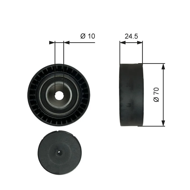 Deflection/Guide Pulley, V-ribbed belt GATES T38071