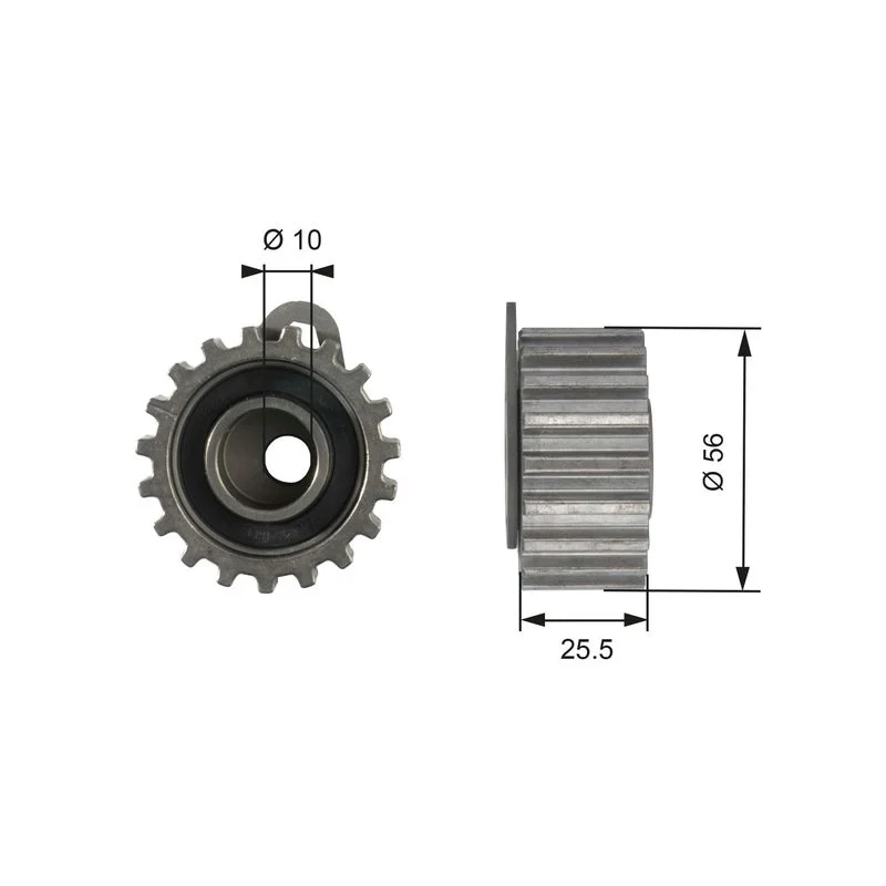 Tensioner Pulley, timing belt GATES T42073