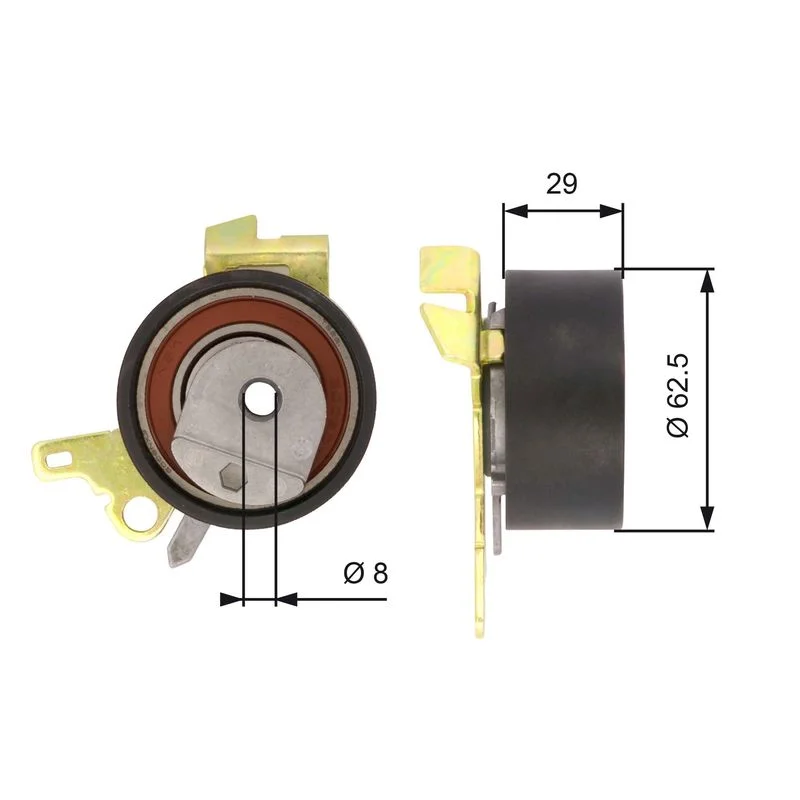 Tensioner Pulley, timing belt GATES T43022