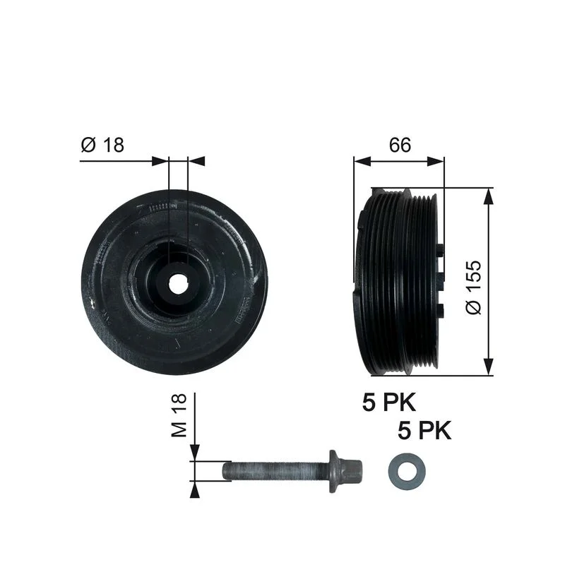 Belt Pulley, crankshaft GATES TVD1037A