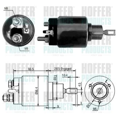 Solenoidinis jungiklis, starteris HOFFER 46068