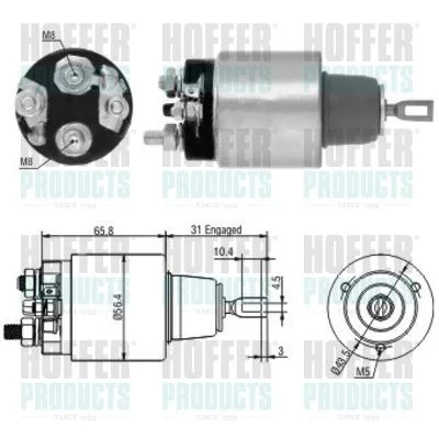 Solenoidinis jungiklis, starteris HOFFER 46146