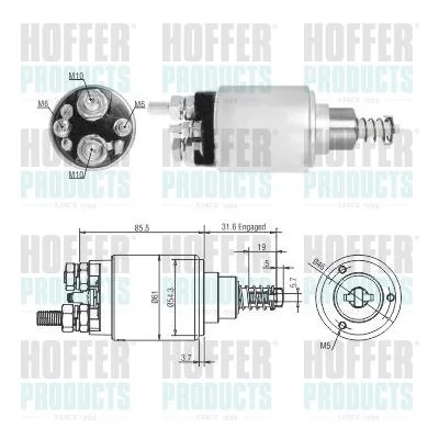 Solenoidinis jungiklis, starteris HOFFER 46275