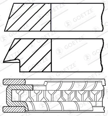 Stūmoklio žiedų komplektas GOETZE ENGINE 08-101200-00