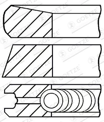 Stūmoklio žiedų komplektas GOETZE ENGINE 08-422407-00