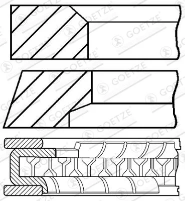 Stūmoklio žiedų komplektas GOETZE ENGINE 08-433700-00