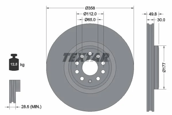 Brake Disc TEXTAR TARCZE HAMULCOWE 92337505